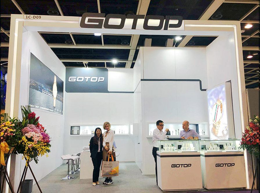 The GoTop stand at the Hong Kong Watch and Clock Fair 2019.